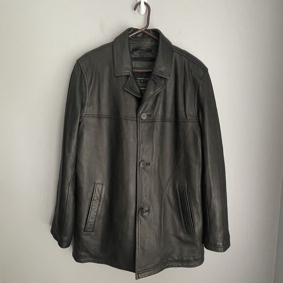 Wilsons Leather Coat Thinsulate Insulated *Zips Out* Black Button Front Size XL - Picture 1 of 16